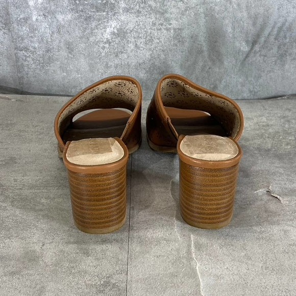 Jack Rogers Women's Mocha Leather Ronnie Perforated Peep-Toe Sandals SZ 7 - Picture 7 of 9